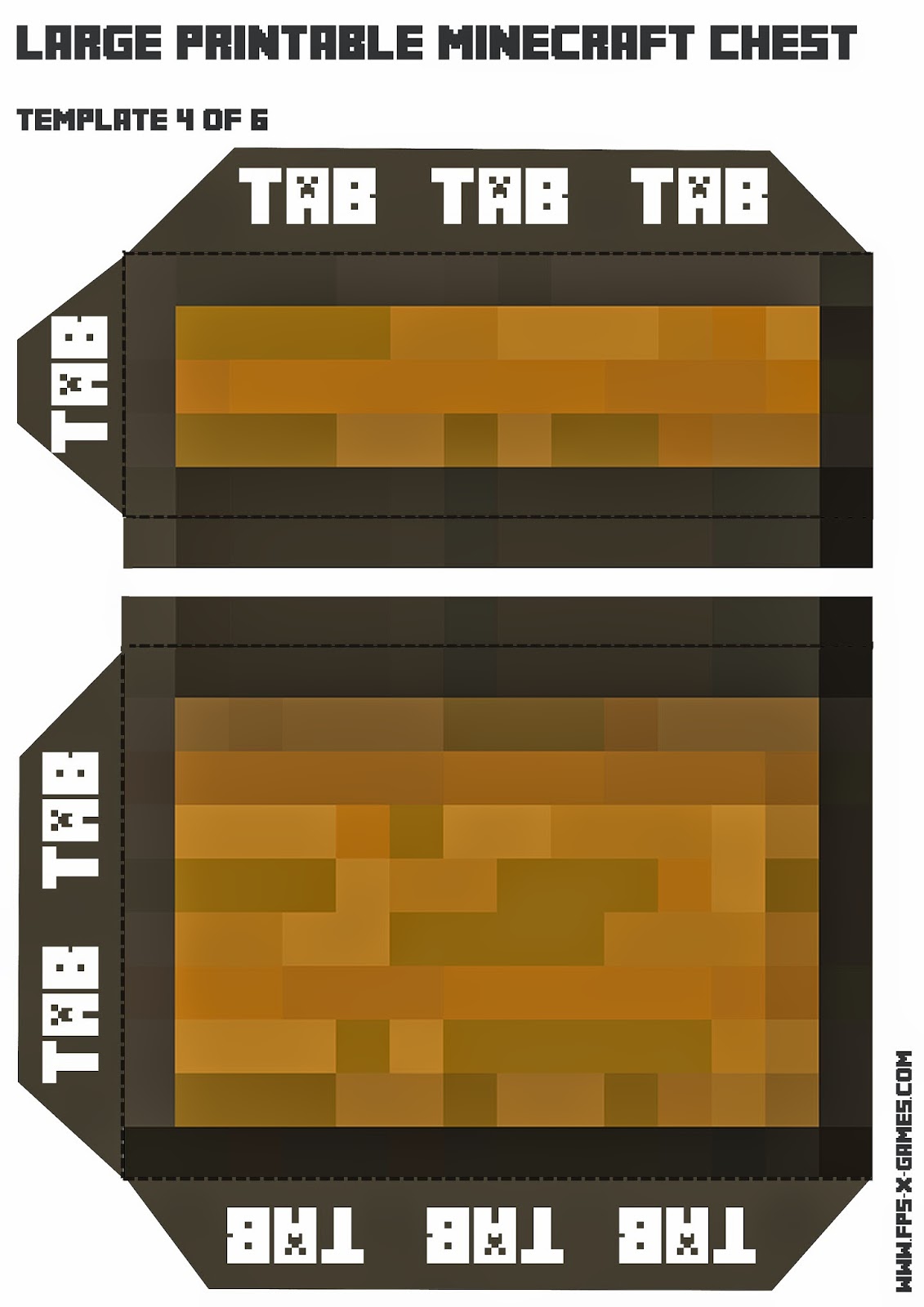 papercraft minecraft Minecraft life template chest of  size 6 4 chest, printable Free