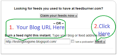 how to setup blogger feed to feedburner feed