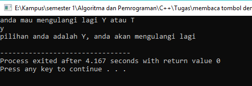 Contoh Program C++ | Membaca Tombol Do While