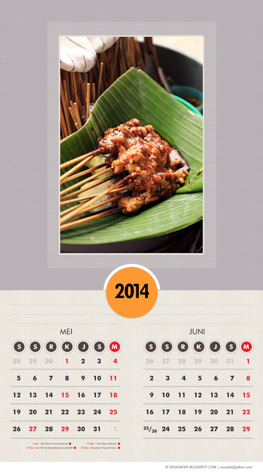  Desain  Kalender  Indonesia 2014 Style 02 DESAINews