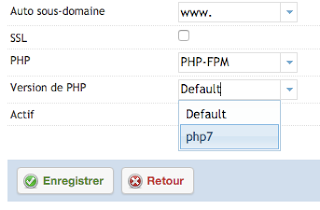 Activation de php 7 pour un nom de domaine dans ispconfig