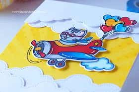 Sunny Studio Stamps: Plane Awesome Fluffy Clouds Border Dies Card by Wanda Guess