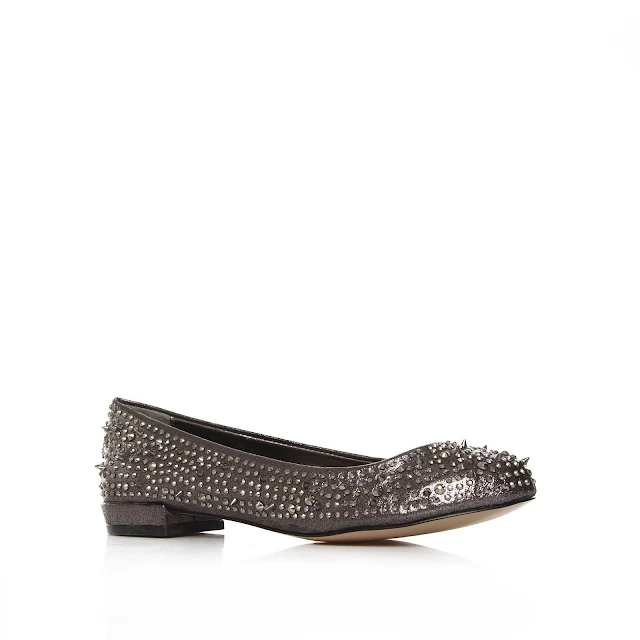 Kurt Geiger gem and spike metallic flats