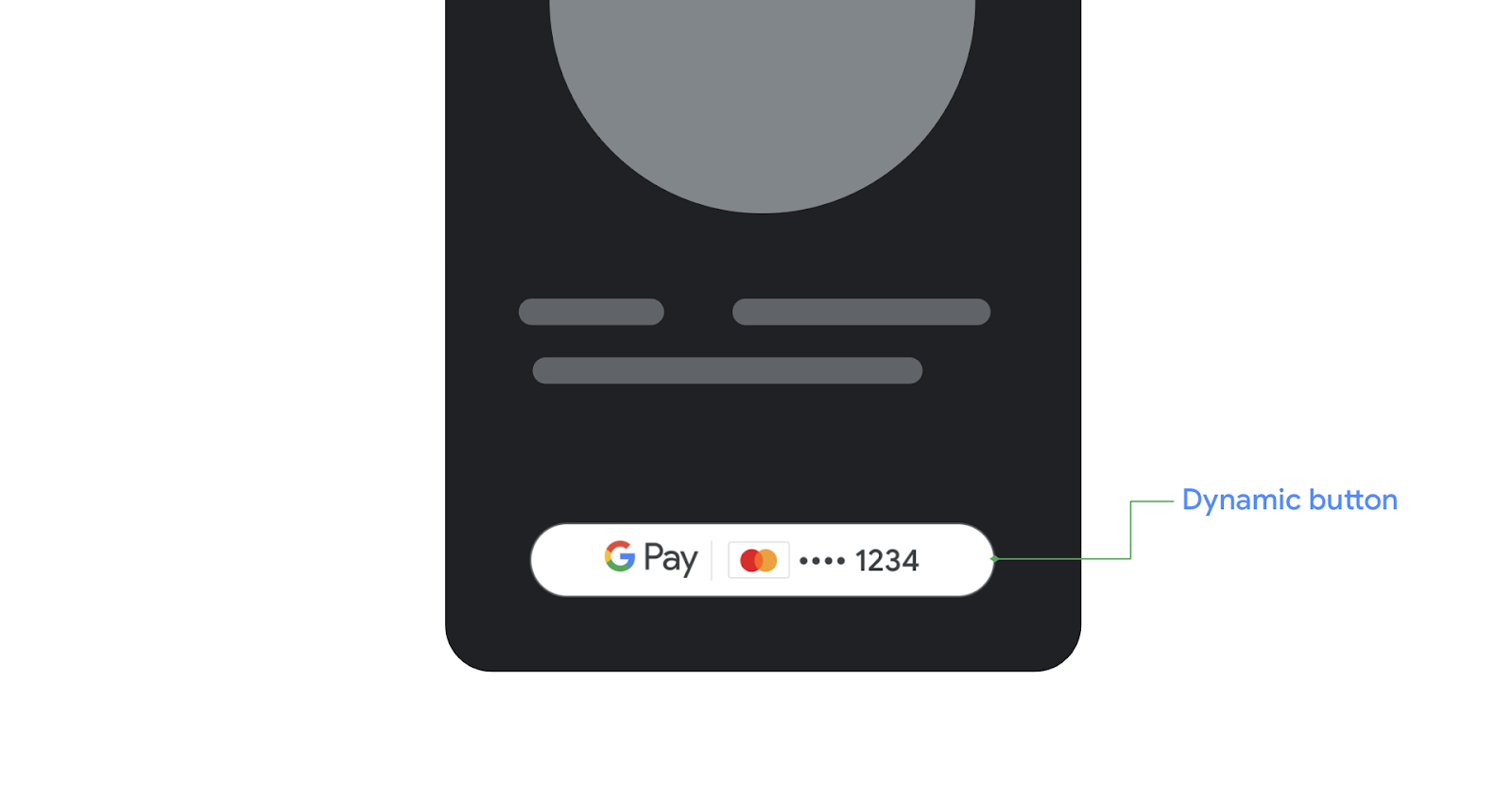 image showing an example of how the dynamic version of the new Google Pay button view will look on Android.
