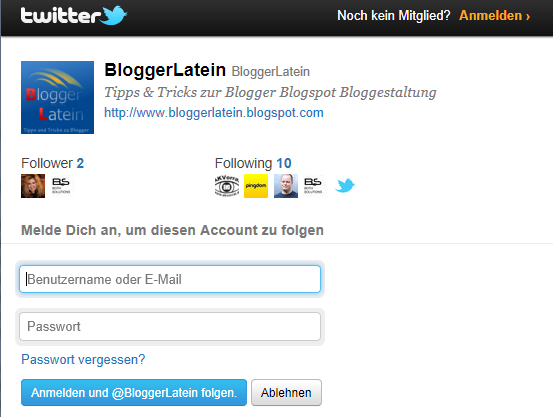 Twitter Folgen Button bei Blogger Blogspot einbinden