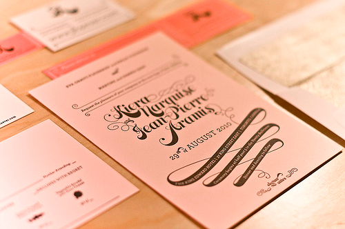 Pink gold wedding invitations 6 January 2011