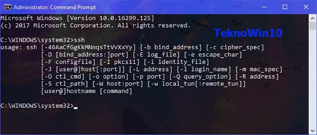 Daftar perintah OpenSSH Windows 10