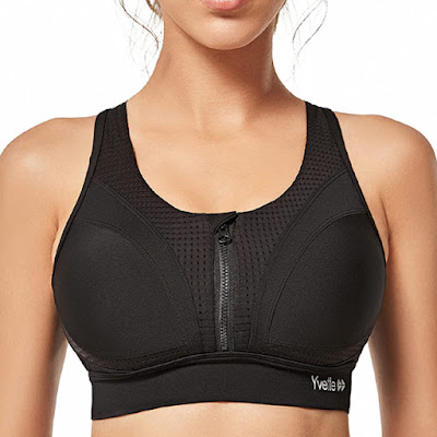 A woman in a sports bras for large breasts