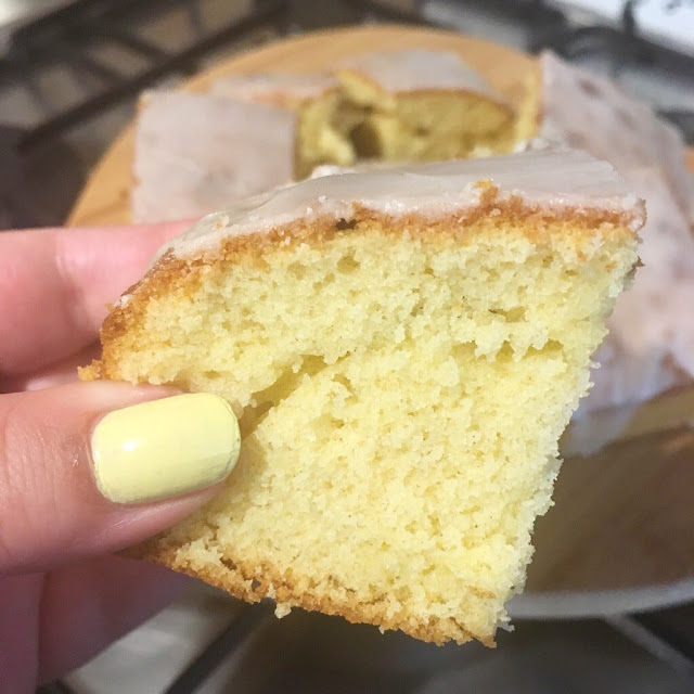 Finished sponge cake with caramel icing