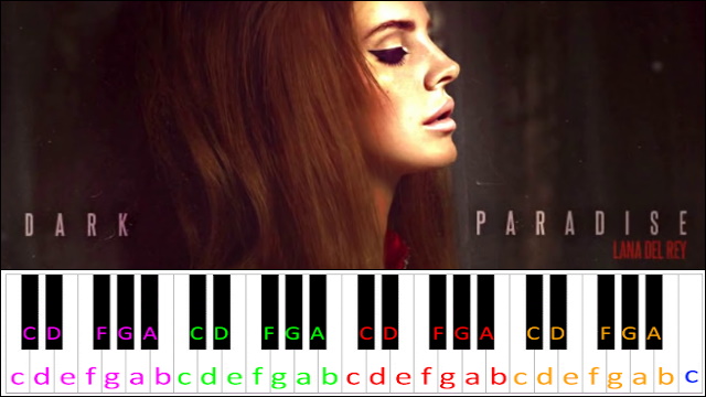 Dark Paradise by Lana Del Rey Piano / Keyboard Easy Letter Notes for Beginners