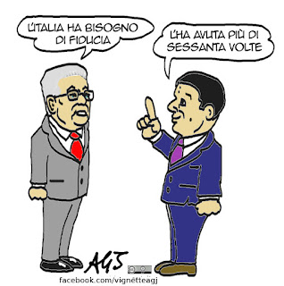 mattarella, renzi, fiducia, vignetta satira