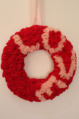 Valentines Day Felt Flower Wreath