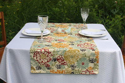 mustard and marsala floral print table runner