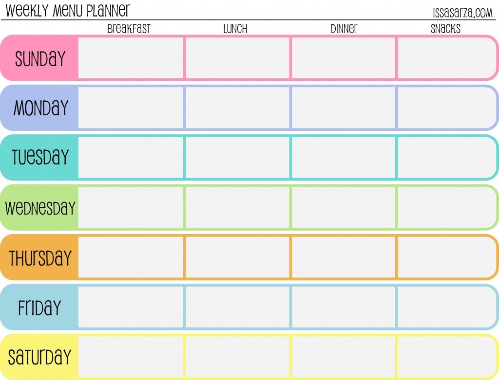 Free Printable Weekly Meal Planner Template