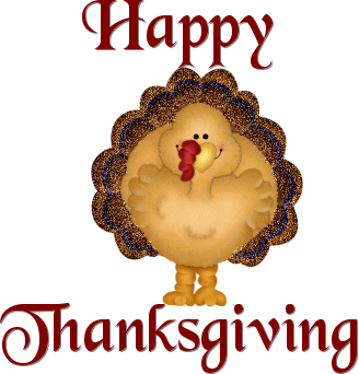 Cute glittering Turkey wishing Happy Thanksgiving