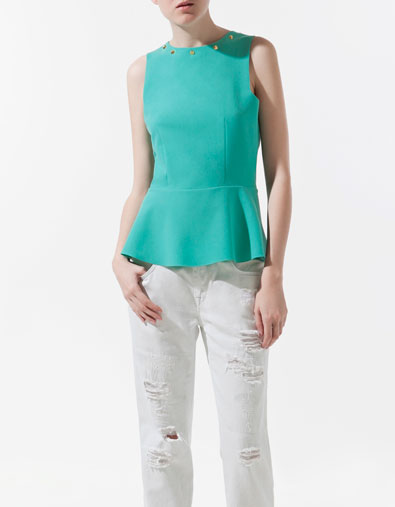 ... peplum top from Zara. Turquoise is such a great colour for summer too