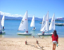 Lasers preparing for the race. Noumea 2011