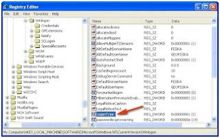 Cara Menonaktifkan login screen classic melalui pengaturan registry windows xp
