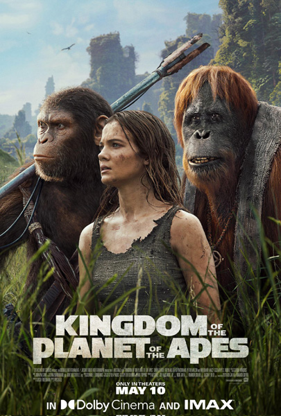 The theatrical poster for KINGDOM OF THE PLANET OF THE APES.