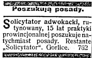 ogłoszenie Gorlice 1909