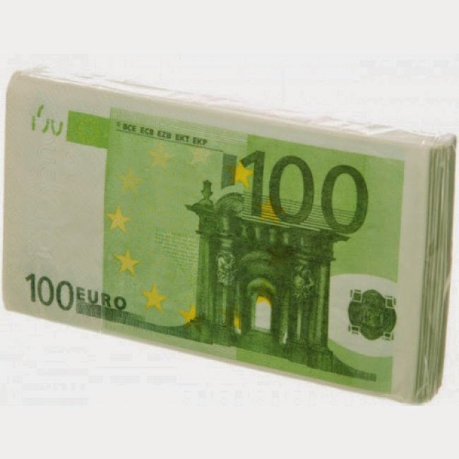 Servilletas de papel billetes 100 EUR