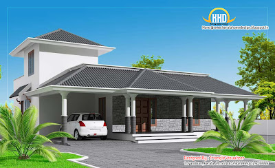 Sloping roof house elevation with one room on first floor - 173 Sq M (1860 Sq. Ft) - February 2012