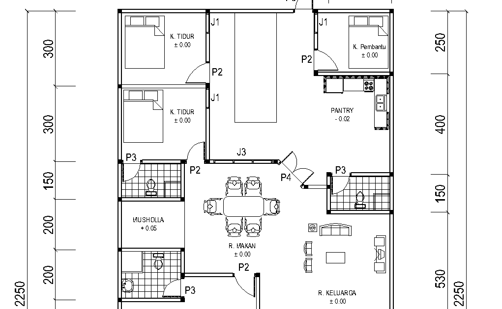 Denah Rumah Ukuran 10,8 m x 22,5 m - Home Design and Ideas