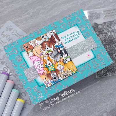 Inky Paws Challenge Sketch Challenge - Woof stencil, Woof Pack stamp set by Newton's Nook Designs #newtonsnook #handmade