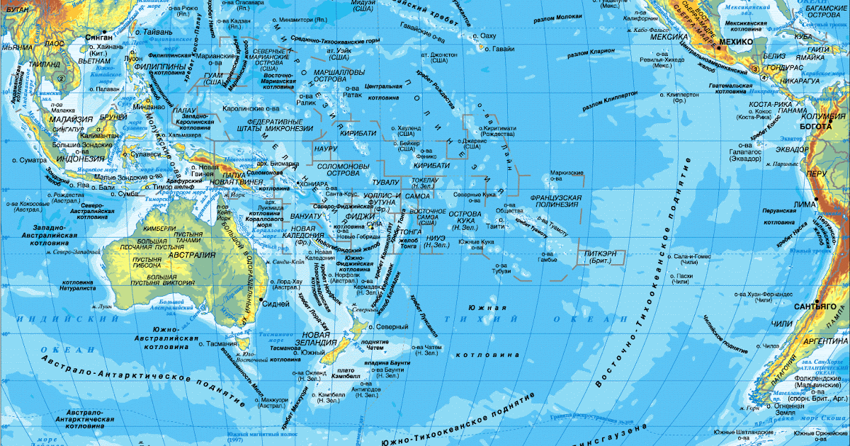 Острова и полуострова тихого океана названия. Тихий океан на карте. Моря индийского океана. Картаттихого океана. Моря Тихого океана на карте.
