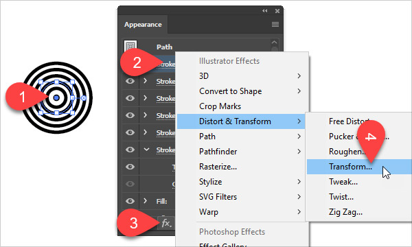 Add dynamic effect to the attribute from appearance panel in Illustrator