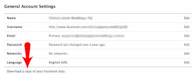 Download a copy of Facebook Account