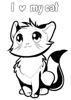 I love my cat drawing - coloring page