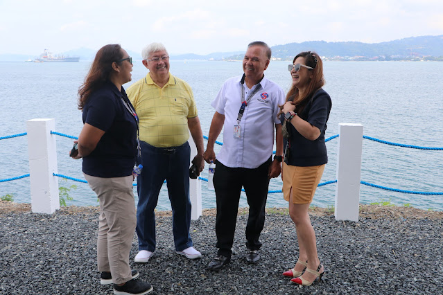 SBMA Chairman and Administrator Rolen C. Paulino shares a light moment with Brighterday Subic Ltd., Inc.’s (BSLI) Alex Dayrit, SBMA Tourism Manager Jem Camba, and SBMA Public Relations Manager Armie Llamas at the Tanawan view deck along the San Bernardino Street in Subic Bay Freeport zone.   The view deck where people can rest and hang out, is a joint project between the SBMA Tourism Department and the All Hands Beach Resort.