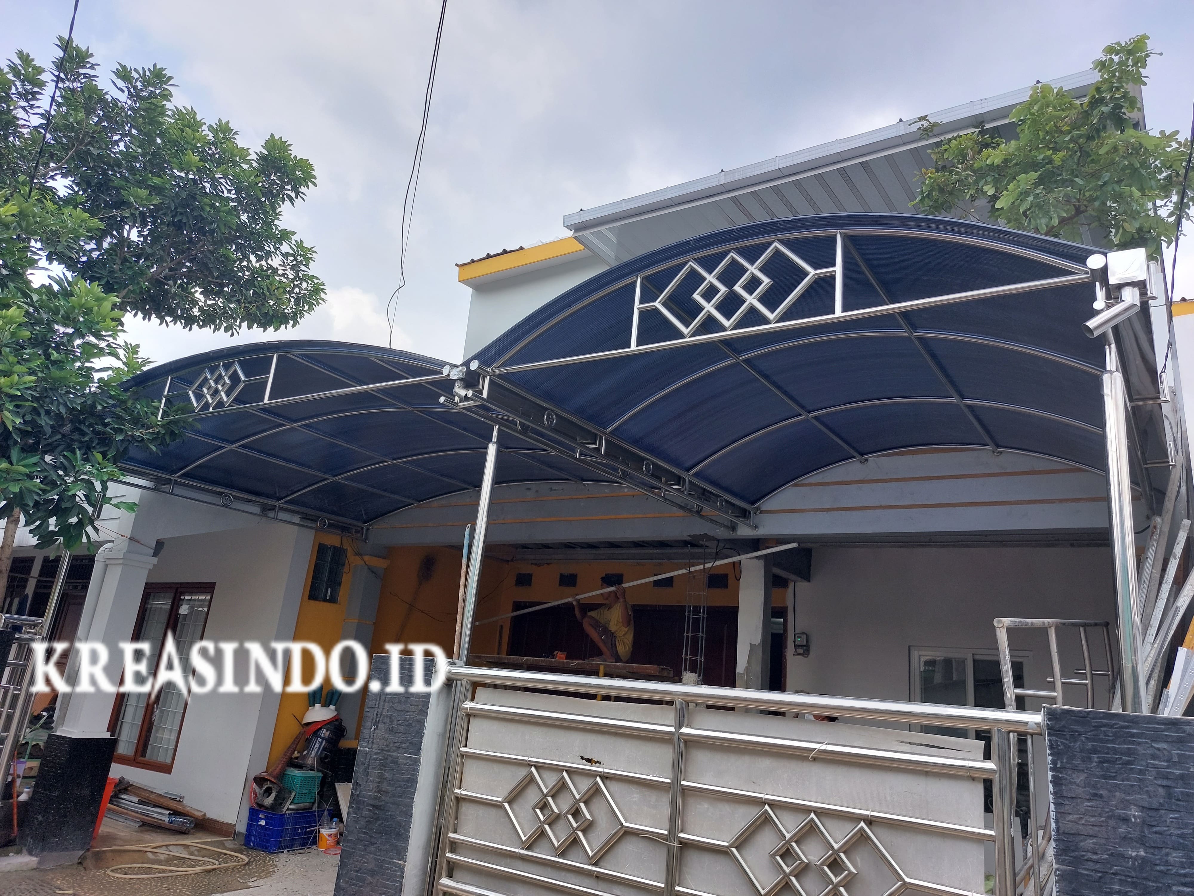 Kanopi Stainless Lengkung terpasang di Tanah Merah Srengseng Jaga Karsa Jakarta Selatan