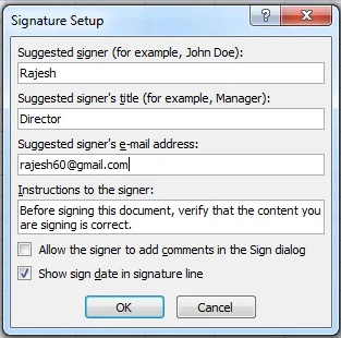 What is Signature Line and its Use in Ms Word and Excel in Hindi