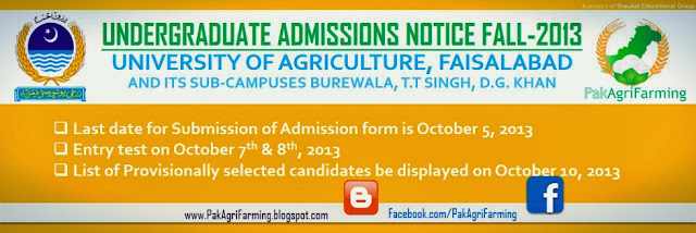 UAF undergraduate Admission Notice 2013-14 in all campuses