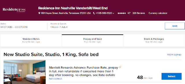 BUG-萬豪美國Residence Inn Nashville Vanderbilt  套房48USD