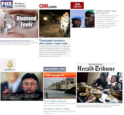 diamond fever, dumplings, global warming, musharraf quitting, Darfur, chilean quake