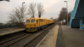 One of Network Rail's Mobile Maintenance Vehicles visiting Brigg in January 2019 - see Nigel Fisher's Brigg Blog