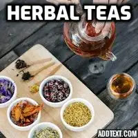 herbal teas on a Wooden Board