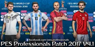 تحديث انتقالات PES 2017 باتش Professionals Patch 2017 V4.1 بتاريخ 23-1-2018