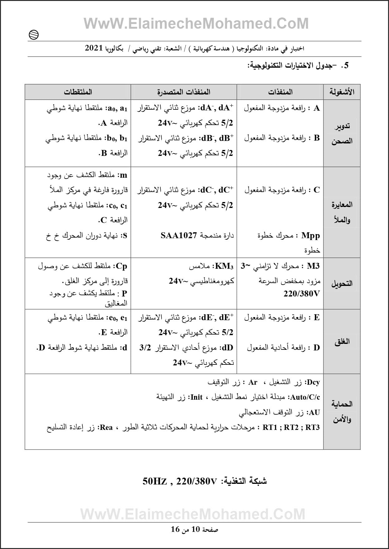 امتحان مادة الهندسة الكهربائية