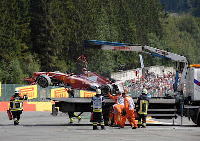 Foto Insiden Tabrakan di Formula 1 Belgia