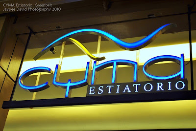 Cyma Estiatorio Greek Restaurant, Greenbelt, Manila, Philippines, Waiters shouting OPA, Saganaki Mozzarella, Roka Salata and Pasta, Kakavia, Chicken Gyros