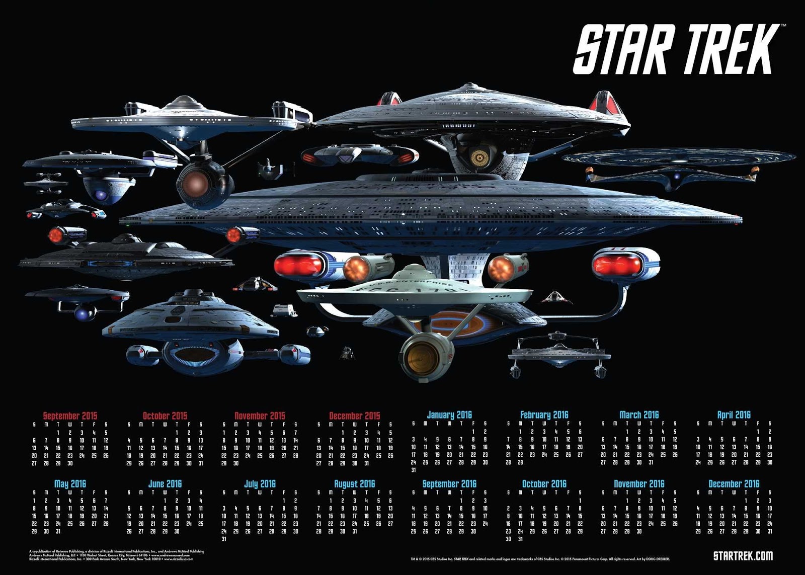  Star Trek 2015-2016 16-Month Poster Calendar 