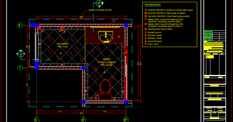 Desain Denah Kamar  Mandi  WC Lantai Bawah Autocad  File dwg 