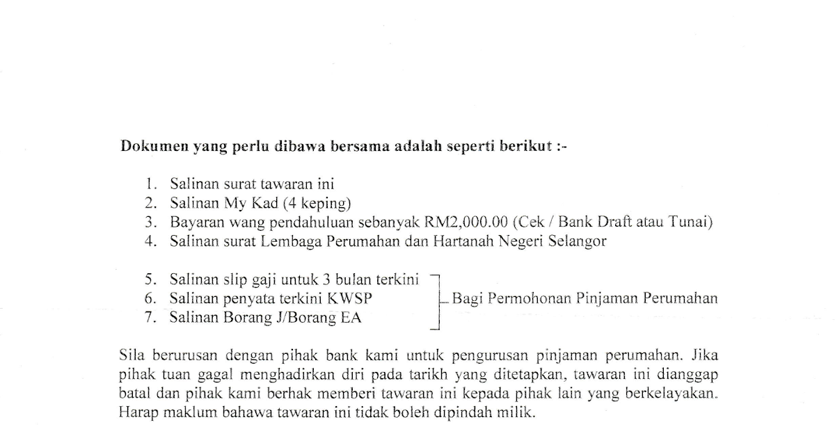 Surat Rayuan Permohonan Rumah Selangorku - New Sample y