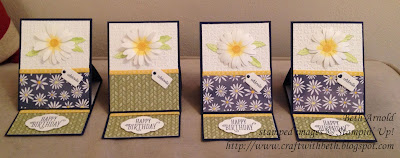 Craft with Beth: Daisy Delight Happy Birthday Gorgeous Easel Card Pretty Label Punch Daisy Punch Delightful Daisy DSP Designer Series Paper template