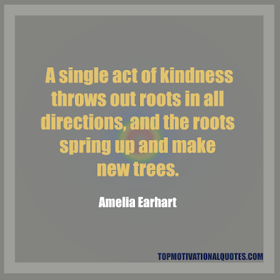A single act of kindness throws out roots in all directions, and the roots spring up and make new trees. Kindness Quote - Amelia Earhart