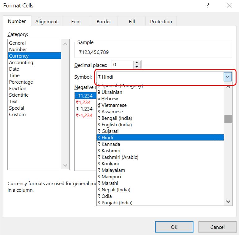 Currency format change